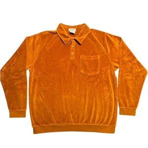 IRVINE PARK Velour Burnt Orange 1/4 Button Sweater